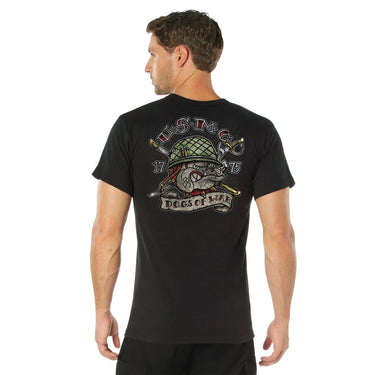 Open view of Rothco USMC Dogs of War T-Shirt, with hardware and stitching visible