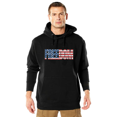 Front view of Rothco Freedom US Flag Hoodie, with full product silhouette visible