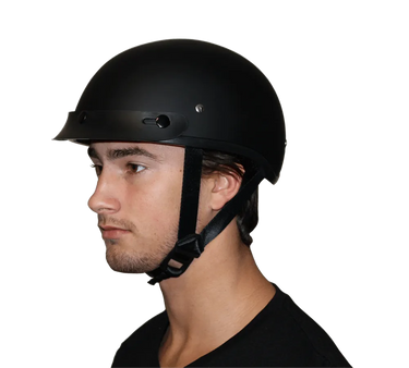 Daytona Skull Cap Half Shell Motorcycle Helmet - Beanie Style - Hi-Gloss Black | DOT Approved