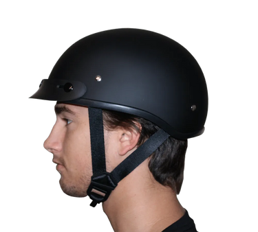 Daytona Skull Cap Half Shell Motorcycle Helmet - Beanie Style - Hi-Gloss Black | DOT Approved