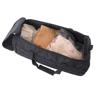 Back view of Rothco tactical duffle bag, with additional view from another angle