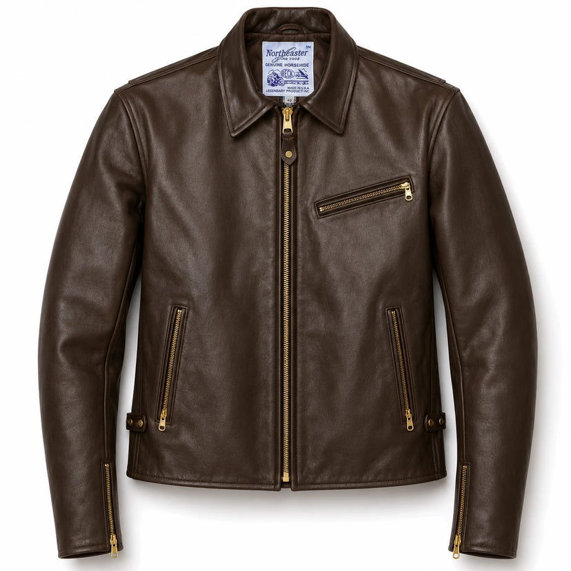 BECK® 777 Northeaster Flying Togs Brown Genuine Horsehide Motorcycle Jacket in brown horsehide made in USA