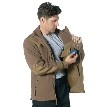 Lifestyle view of Rothco concealed carry fleece jacket, with additional view from another angle