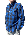 Bohn Kevlar Men's Flannel Riding Shirt- Blue + Black Plaid