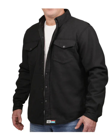 Main product view of Bohn Kevlar Men's Flannel Riding Shirt - Black, shown on plain studio background