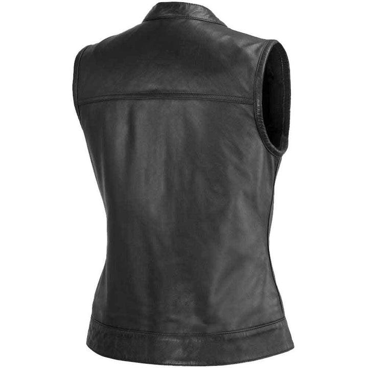 First Mfg Womens Ludlow Leather Motorcycle Vest Size 3XLARGE - Final Sale Ships Same Day