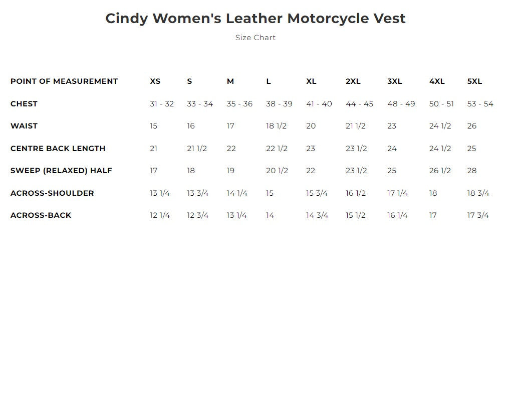 First Mfg Womens Cindy Zip Front Leather Motorcycle Vest Size 2XLARGE - Final Sale Ships Same Day
