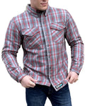 Bohn Kevlar Men's Flannel Riding Shirt – Red + Grey Plaid