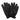 Front view of Legendary short wrist black goatskin gloves, with brand detailing visible