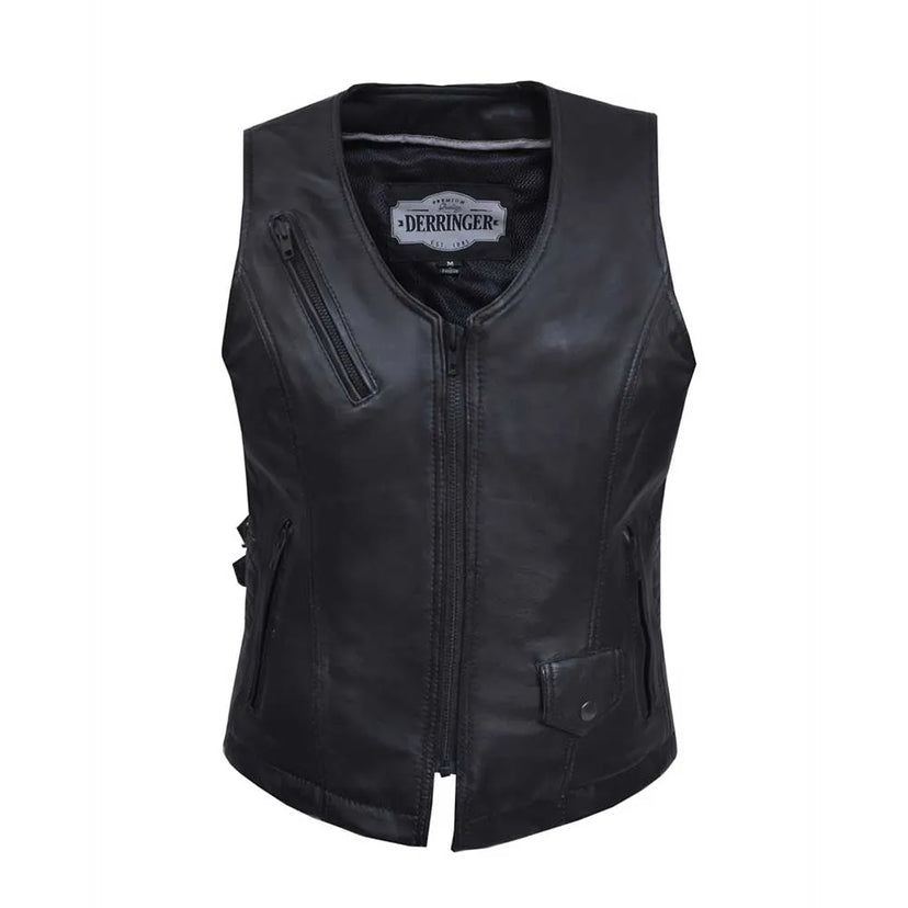 Primary view of Midnight Cowgirl - Womens Premium Leather Vest, shown on plain studio background