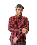 Bohn Kevlar Men's Flannel Riding Shirt – Red + Black