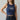 Women's Legendary Baby Ribbed Cropped Tank Top - Navy Blue - Custom Cuts logo