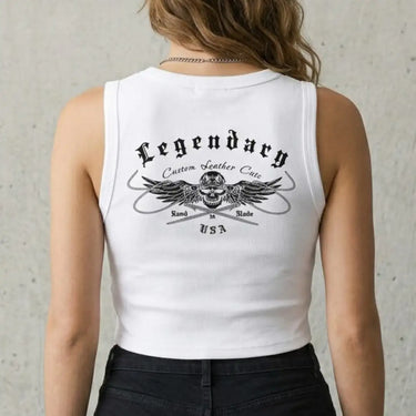 Womens Legendary Baby Ribbed Cropped Tank Top - Custom Cuts logo
