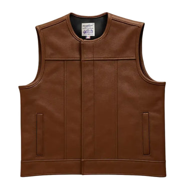 BECK 882 chestnut horsehide motorcycle vest, front view (Made in USA), made in USA