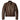 Front view of BECK brown horsehide motorcycle jacket, with brand detailing visible