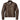 Brown leather jacket with gold zippers on a white background, featuring an American flag label.