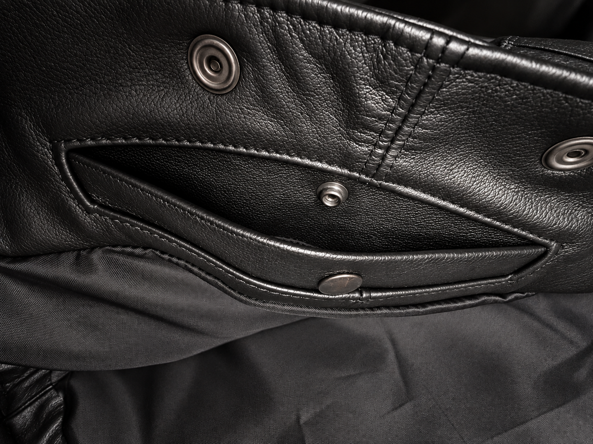 Hidden snap front — no center zipper