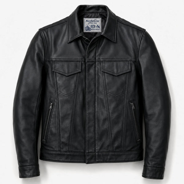 BECK® 501 Trucker Style Genuine Horsehide Motorcycle Jacket front view showing the horsehide design made in USA