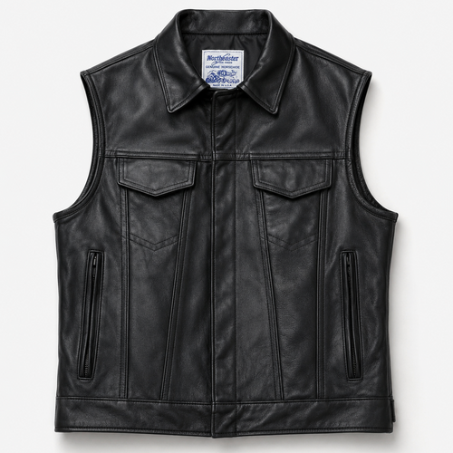 BECK® 501 Trucker Style Genuine Horsehide Motorcycle Vest - Black