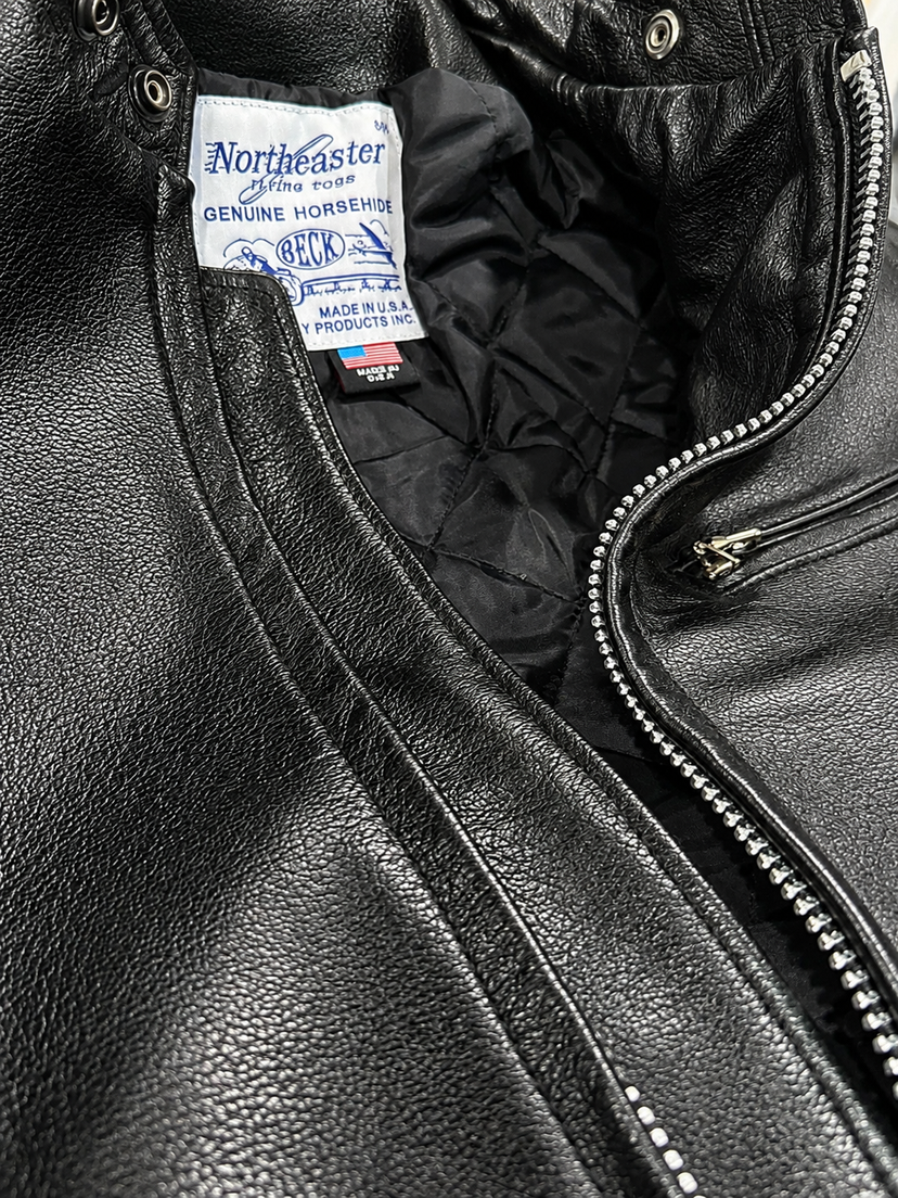 BECK® 777 Northeaster Flying Togs Black Genuine Horsehide Motorcycle Jacket