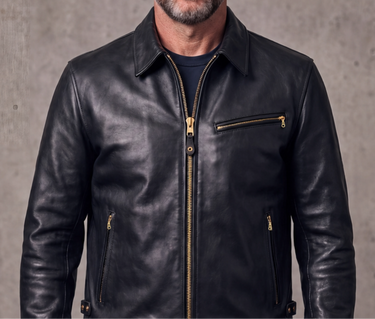 BECK® 777 Northeaster Flying Togs Black Genuine Horsehide Motorcycle Jacket shown worn to show fit and styling