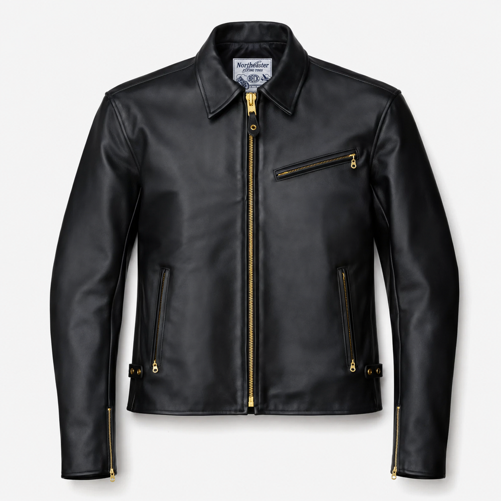 BECK® 777 Northeaster Flying Togs Black Genuine Horsehide Motorcycle Jacket