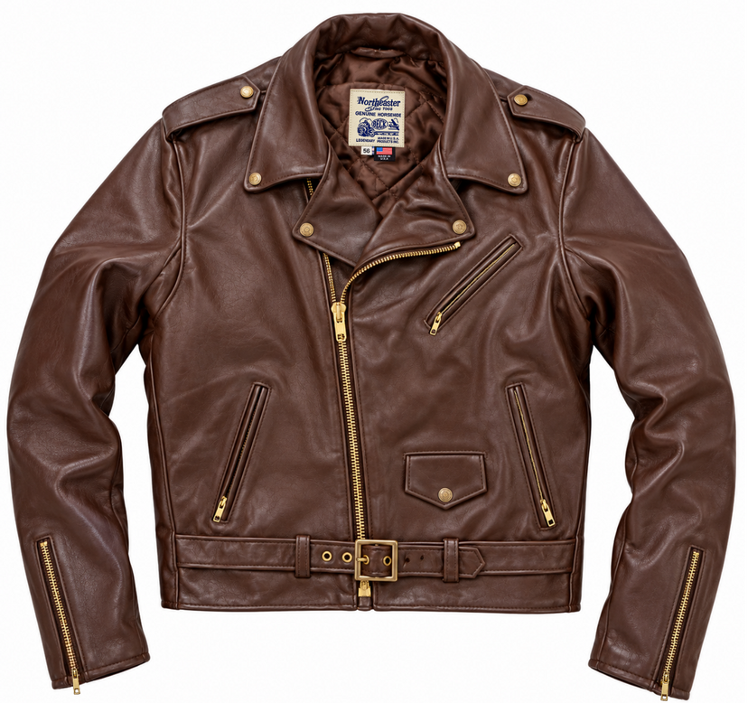 BECK® 999 Genuine Horsehide Leather Motorcycle Jacket - Chestnut Brown