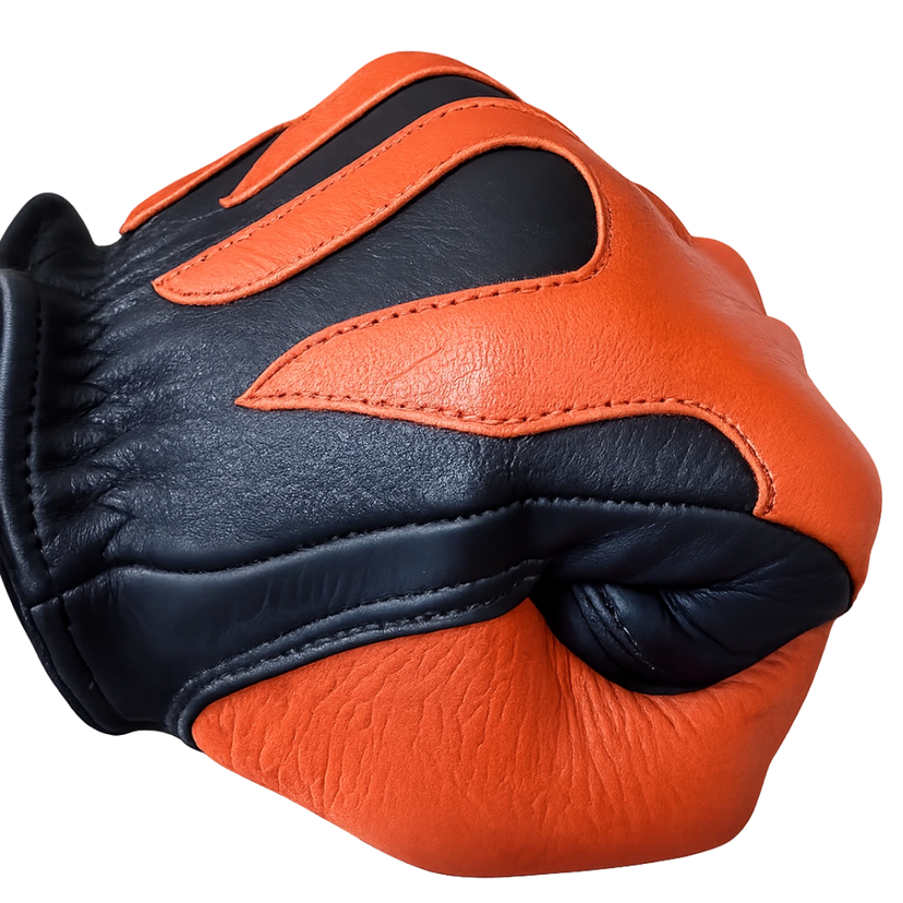 Spitfire Black/Rust Gloves in black deerskin made in USA, a motorcycle glove — view 2 of 3