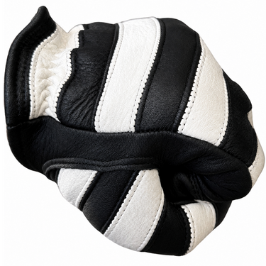 Legendary 'Jail Break' Black/White Deerskin Short Wrist Touchscreen Motorcycle Gloves