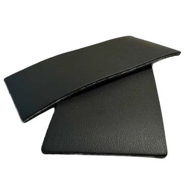Blank black leather military name badge sized 2x4 inches, perfect for cu
