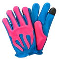 Legendary 'Spitfire' Neon Blue/Neon Pink Deerskin Short Wrist Touchscreen Motorcycle Gloves