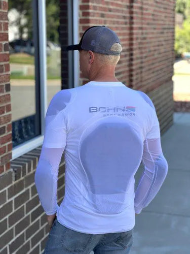 Back view of Cool-Air Men's Mesh Riding Shirt Shell, highlighting back construction