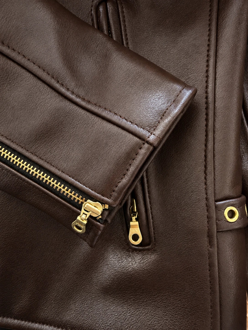 BECK® 732 Northeaster Flying Togs Brown Horsehide Motorcycle Jacket in brown horsehide made in USA — view 6 of 7