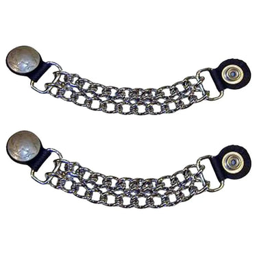 Genuine Buffalo Nickel vest extenders pair with metal chain and snap closure for motorcycle vests, made in USA