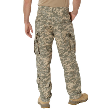 Alternate angle of Camo Combat Uniform Pants by Rothco, highlighting construction detail
