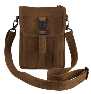 Alternate angle of Rothco canvas portfolio bag, with closer view of trim and finish