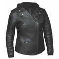 Cherry - Vented Hoody Leather Motorcycle Jacket by UNIK Leather Co.