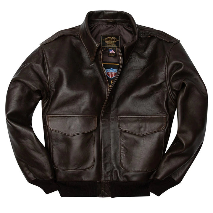 Cockpit USA Mens 100 Mission A-2 Lambskin Leather Flight Jacket