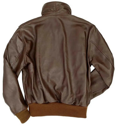 Back view of Cockpit USA Men's Horsehide A-2 leather flight jacket, premium product detail