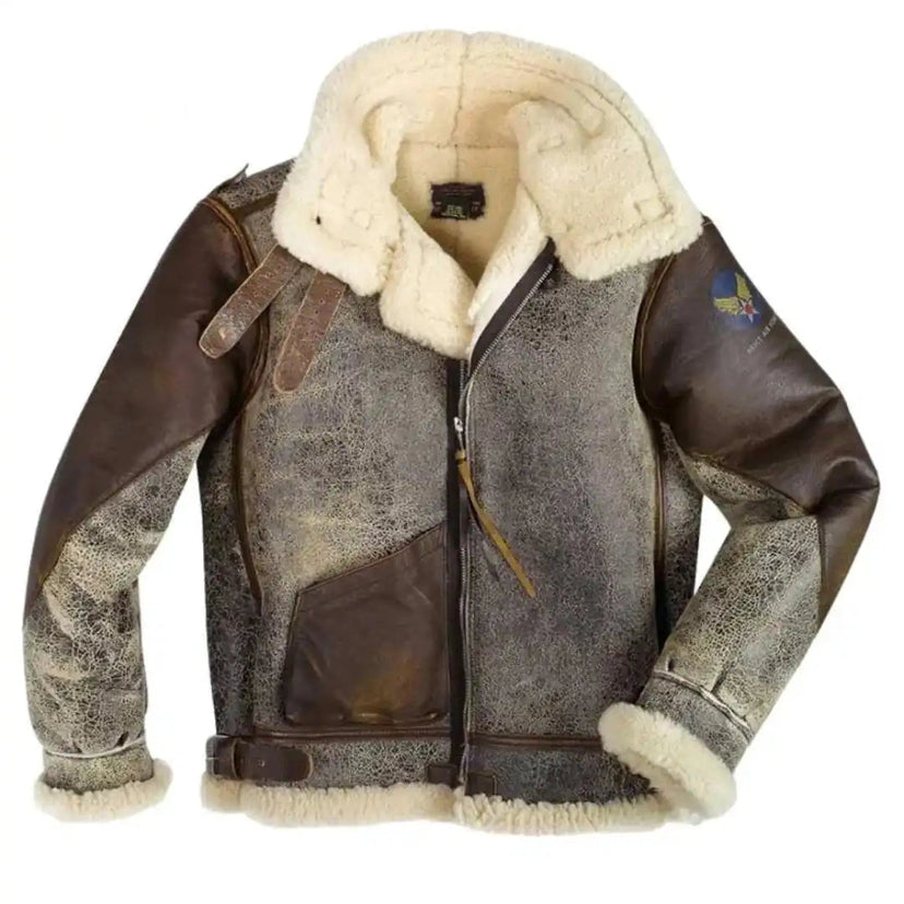 Vintage-treated shearling — distressed by hand