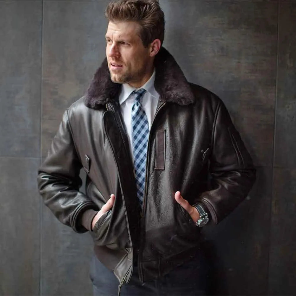 Cockpit USA Men's B-15 Cowhide Flight Jacket - Brown