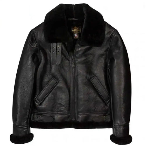 Cockpit USA Men's Black B-3 Sheepskin Bomber Jacket