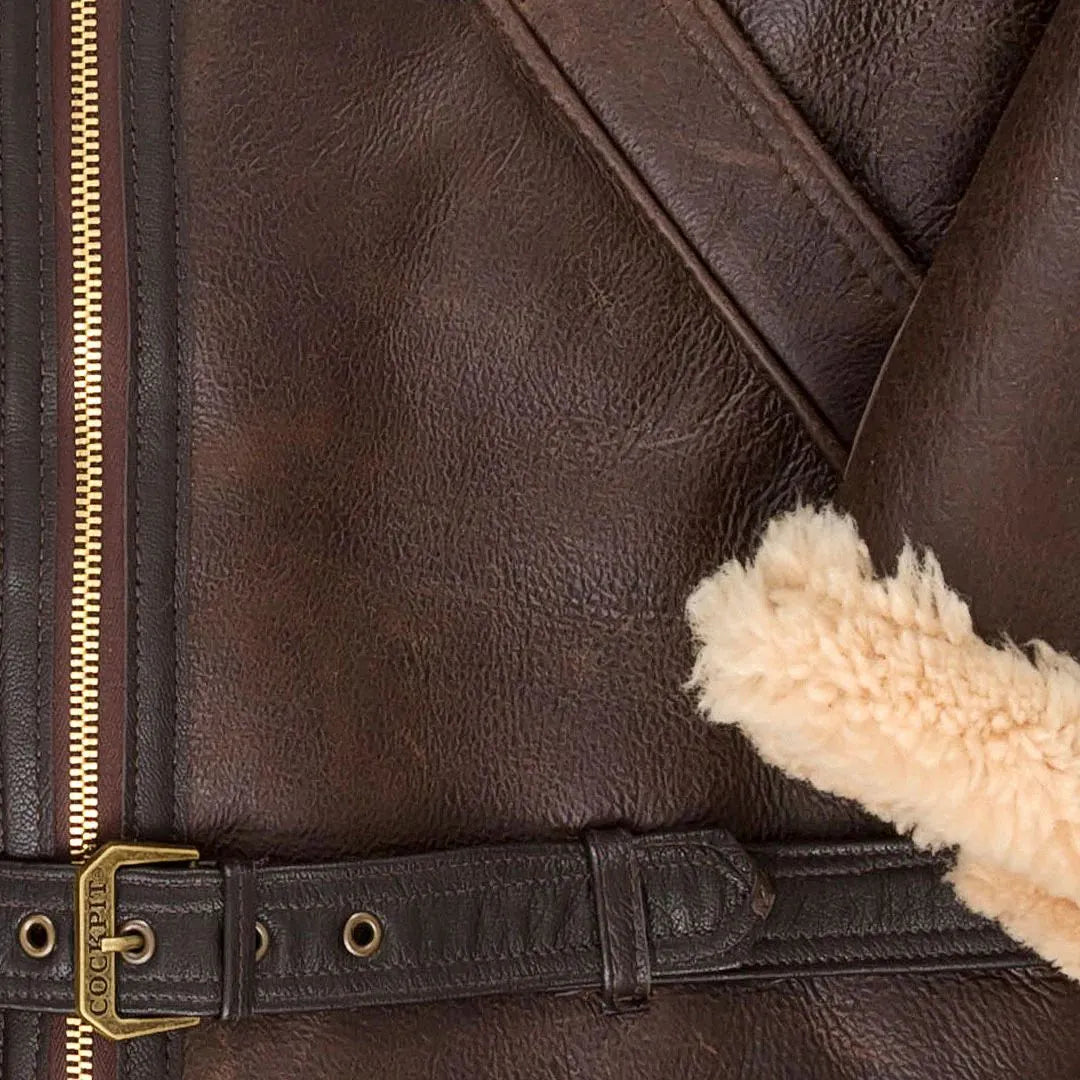 Short-sheared sheepskin — the fighter pilot's trim