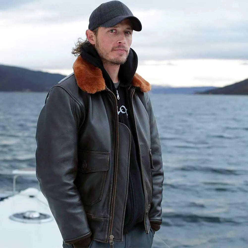 Cockpit USA Men's G-1 Antique Lambskin Leather Flight Jacket