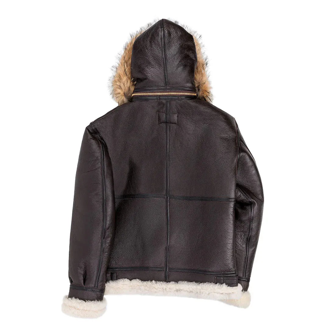 Cockpit USA Men's Hooded B-3 Sheepskin Bomber Jacket