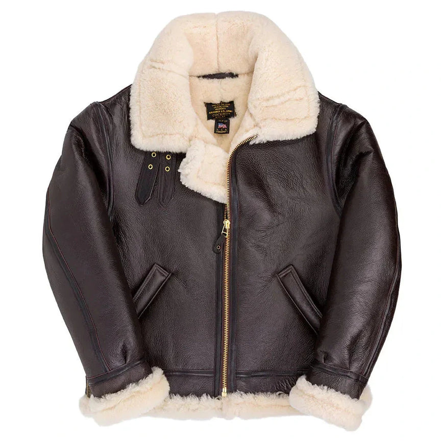 Cockpit USA Men's Hooded B-3 Sheepskin Bomber Jacket