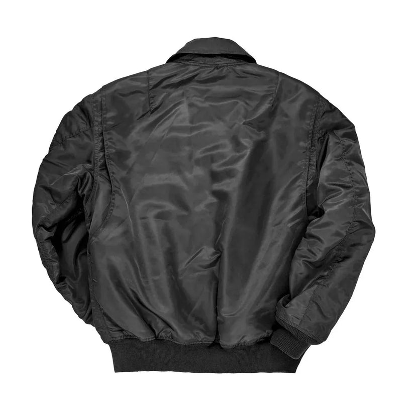 Back view of Cockpit USA Men's CWU-55/P Military Spec Flight Jacket in black