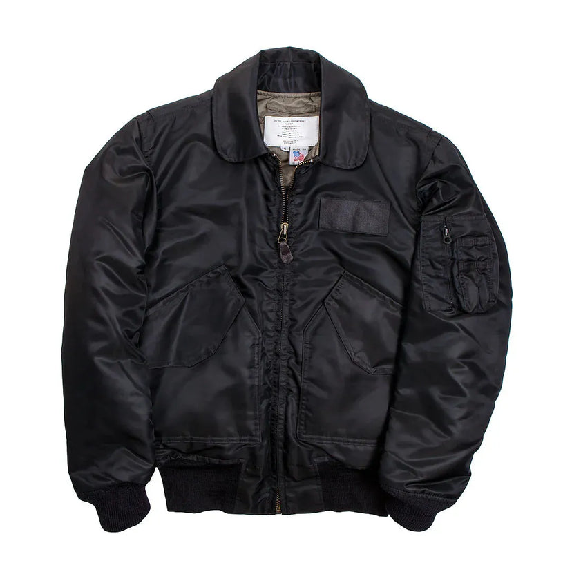 Front view of Cockpit USA Men's CWU-55/P Military Spec Flight Jacket in black
