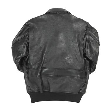 Back view of Cockpit USA Men's Modified Raider Leather Flight Jacket showing plain leather back panel