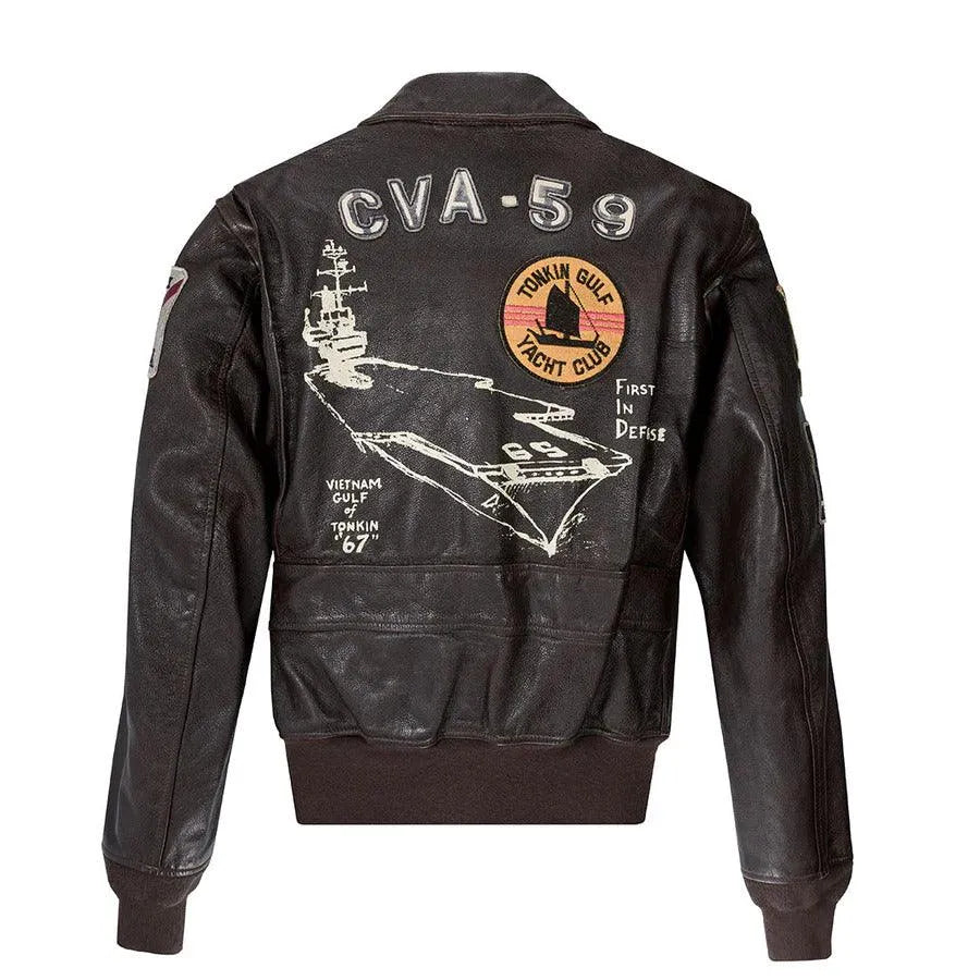 The CVA-59, hand-blocked across the back
